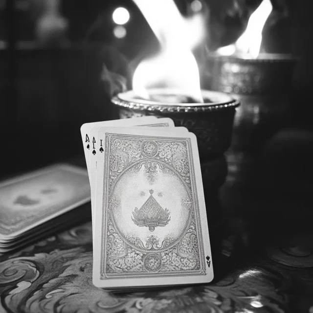 A close-up of The High Priestess card from the Tarot deck,