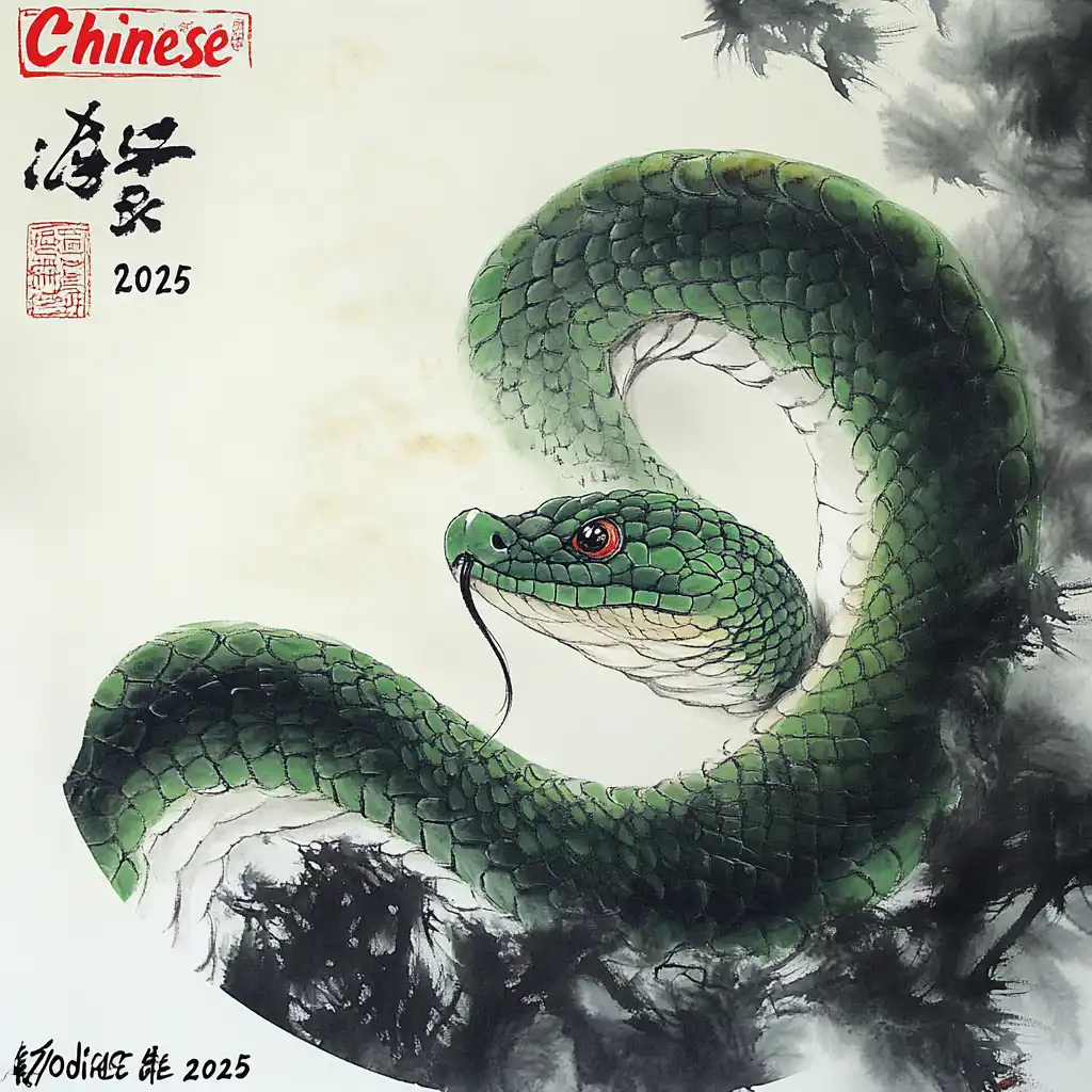 Chinese Zodiac of 2025 Green Wooden Snake